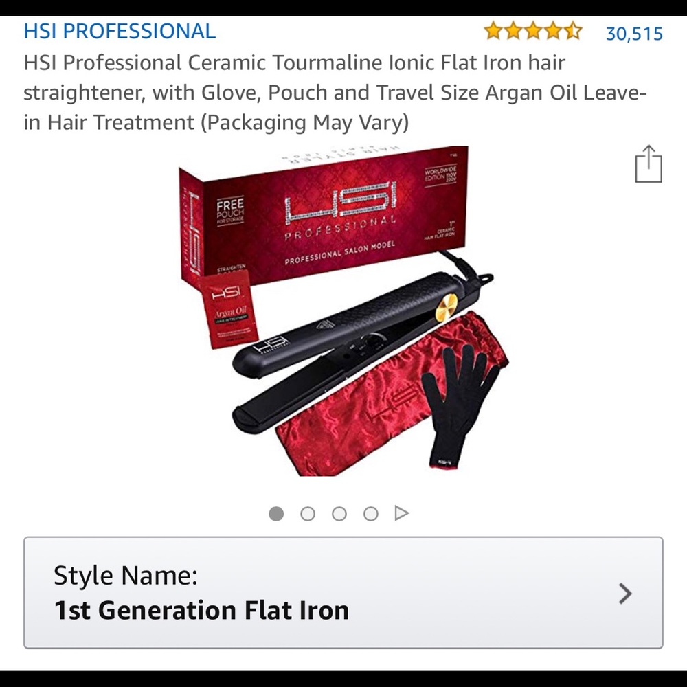 HSI professional ceramic ionic flat iron w/o glove